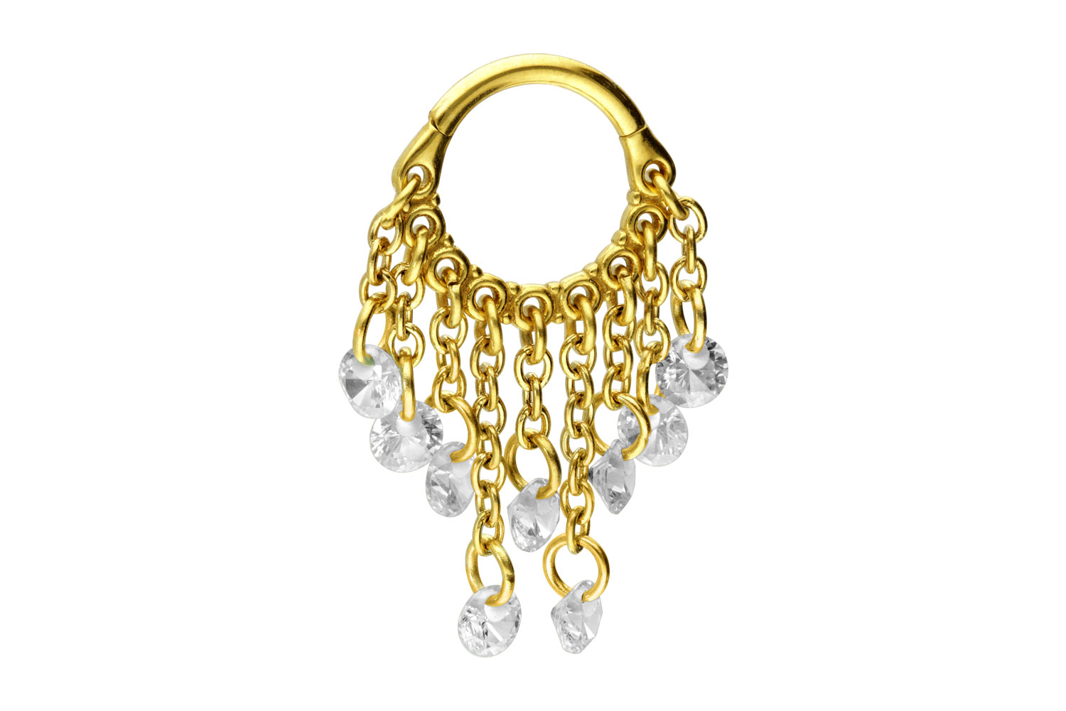 Chirurgenstahl Segmentring Clicker Piercing KETTENVORHANG + KRISTALLE